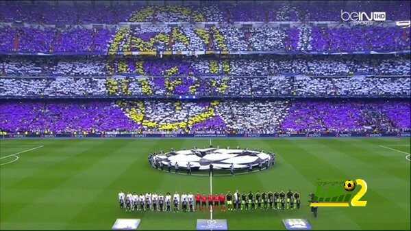 صور : جمهور ريال مدريد يستقبل مانشستر سيتي بتيفو خرافي