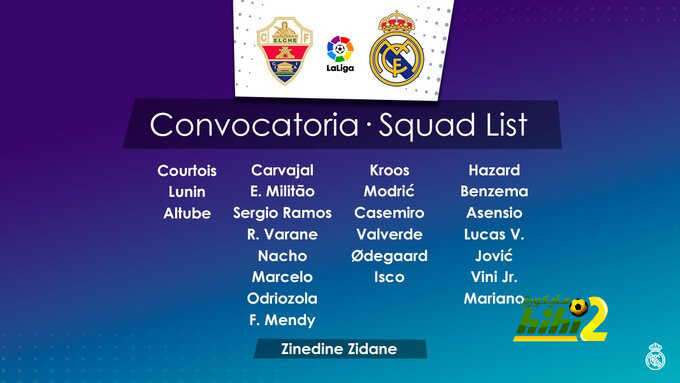 قائمة ريال مدريد لمواجهة إلتشي