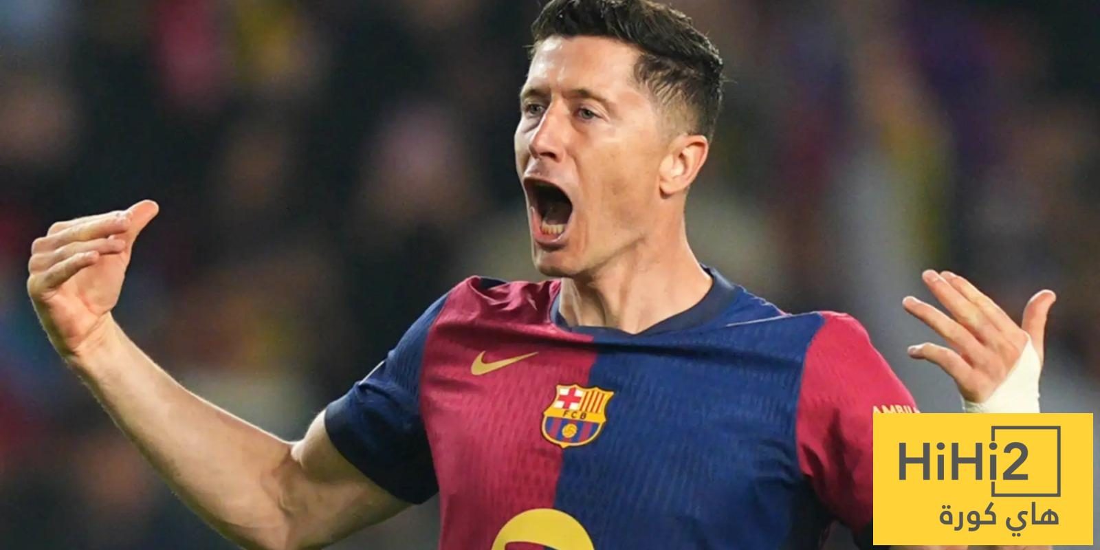 ليفاندوفسكي يشيد بأداء برشلونة هذا الموسم