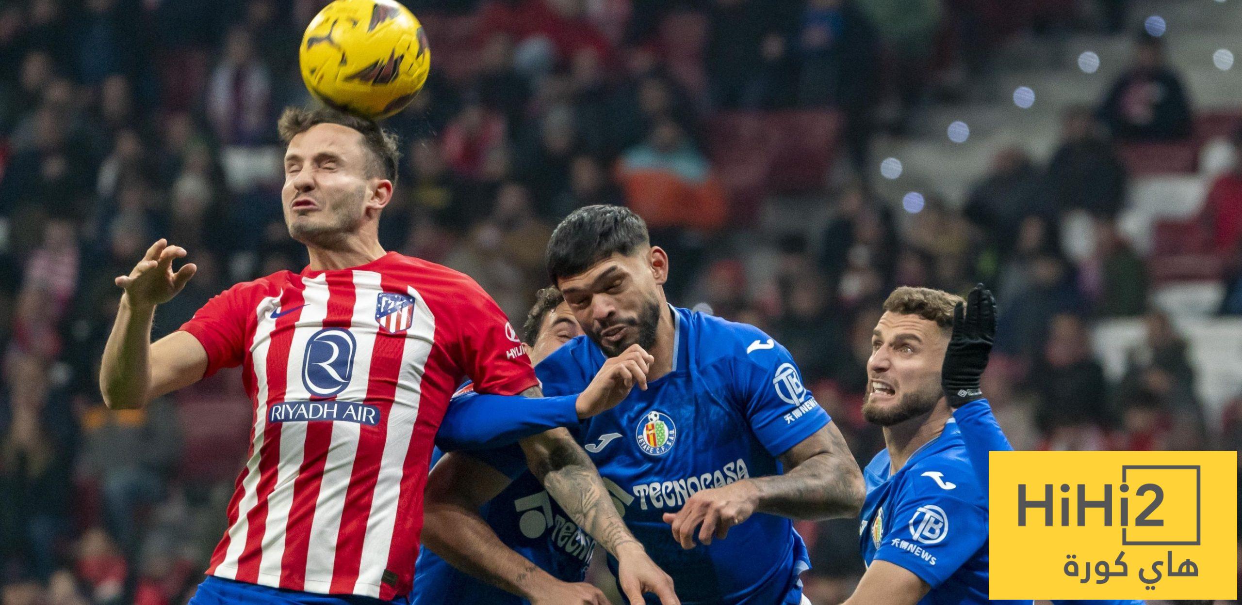 نتائج آخر خمس مباريات بين أتلتيكو مدريد وخيتافي