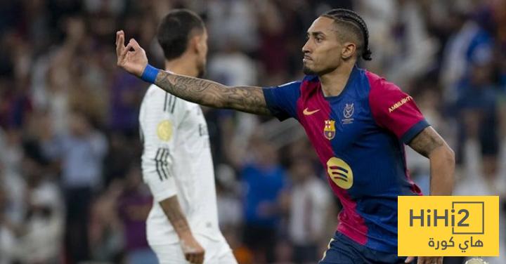 أول مباراة لرافينيا مع برشلونة بعد العودة من الإصابة