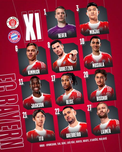 تشكيلة بايرن ميونخ الرسمية ضد سانت بولي في الدوري الألماني 4 تشكيلة بايرن ميونخ الرسمية ضد سانت بولي في الدوري الألماني 3