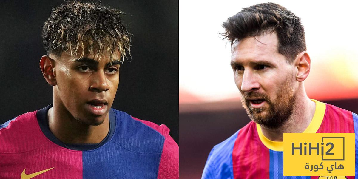 أرقام لامين يامال مقارنة بميسي