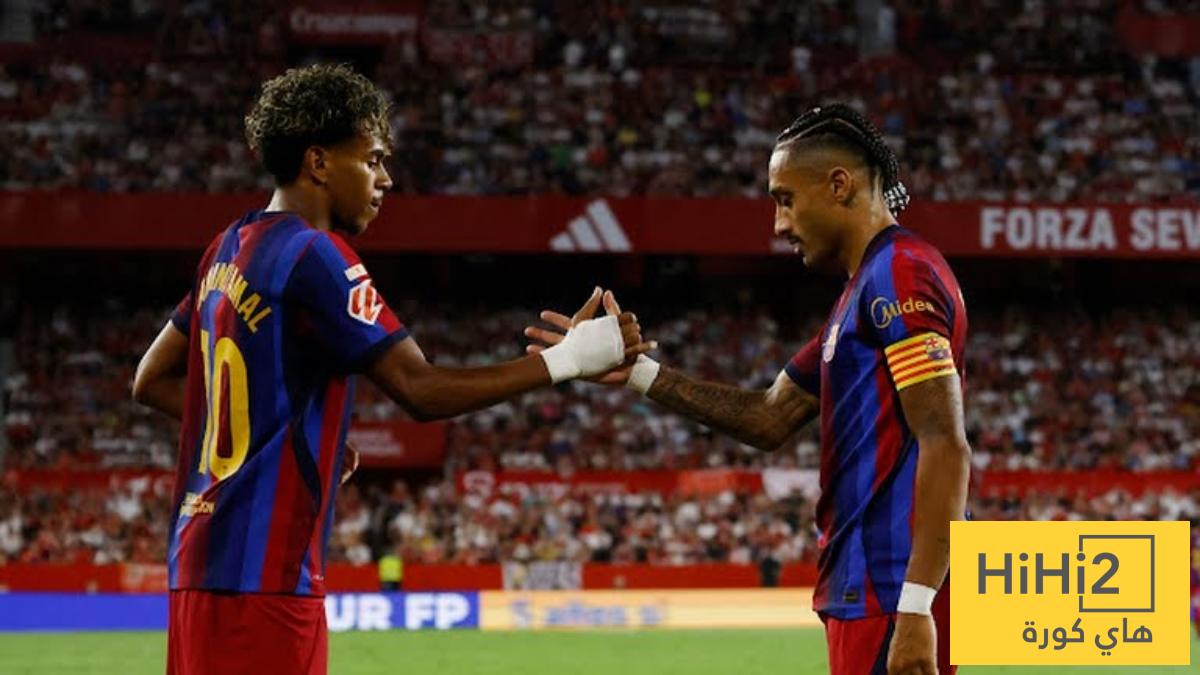 برشلونة يكتفي بثلاثية ضد اشبيلية بهاتريك من رافينيا